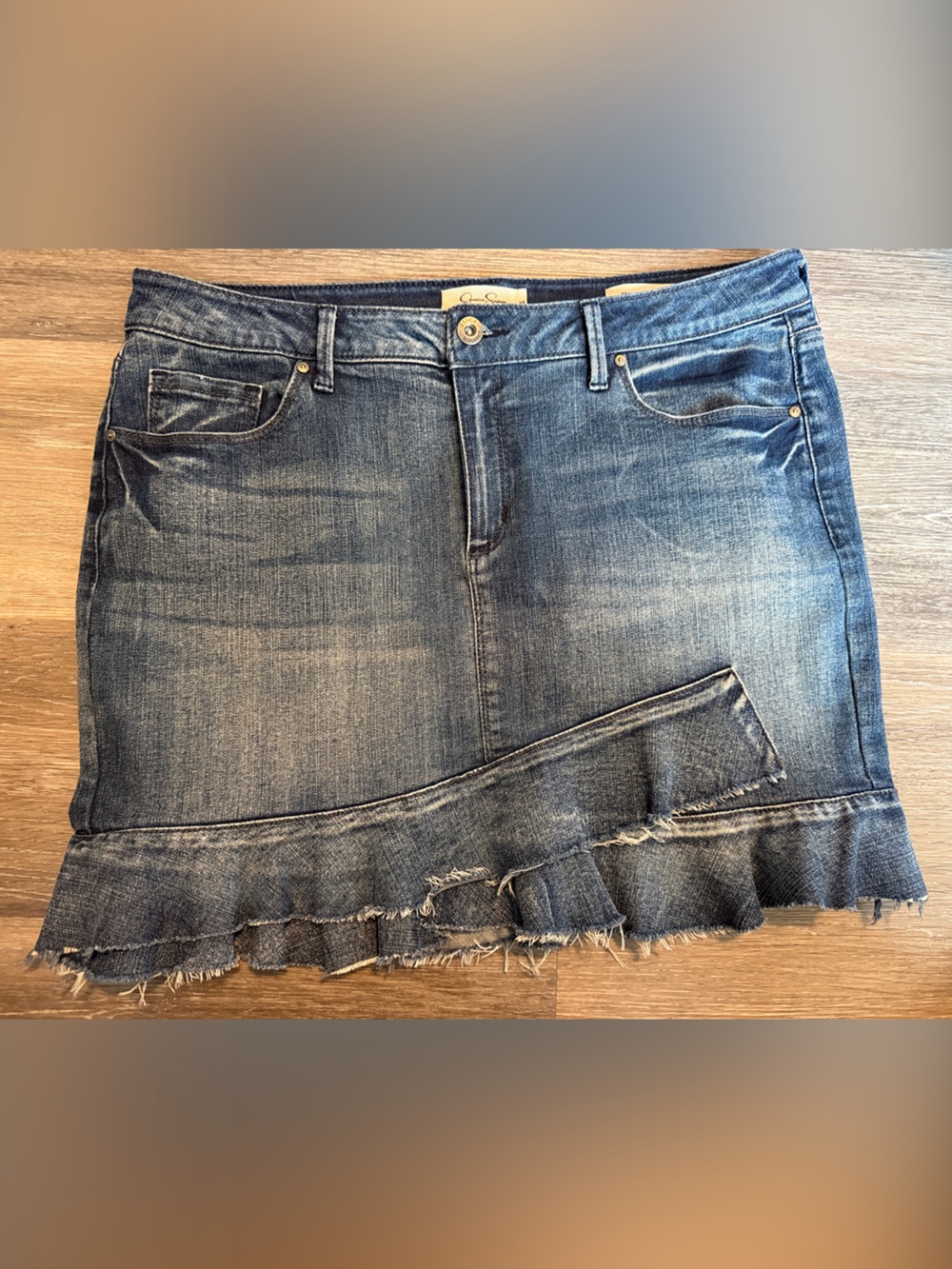 🔥 HOT DEAL Jessica Simpson Blue Denim Ruffle Hem Mini Skirt- LIKE NEW 🥰 SO CUTE!